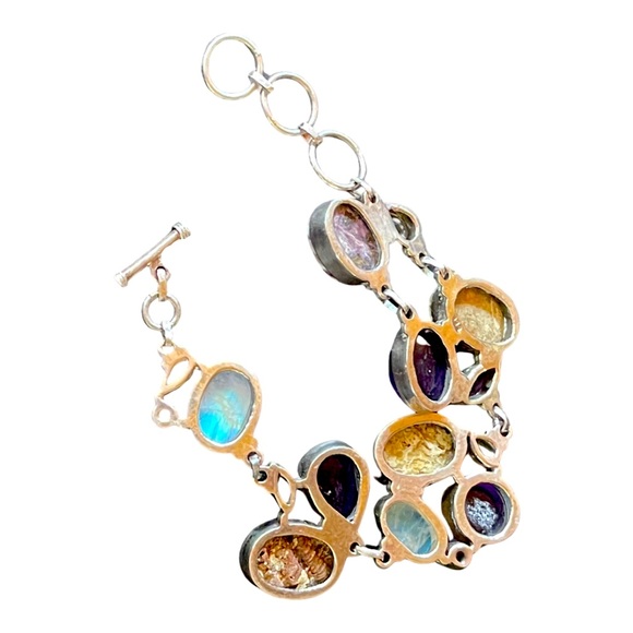 Multi-gem 3 size bracelet! Amethyst, Garnet, Peridot, Blue Moonstones, Abalone - Picture 5 of 9